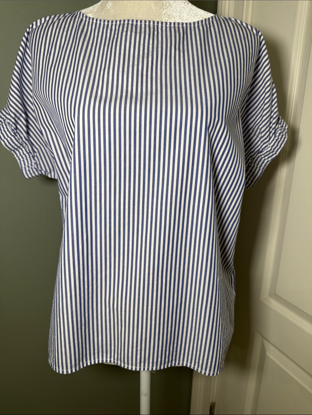 Vineyard Vines Blue White Striped Dolman Sleeve Tie Back Top XS